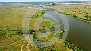 Aerial view of the lake on a summer day