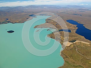 Aerial view of Lake Tekapo, New Zealand photo