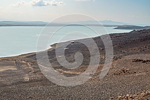 Scenic view of Lake Turkana in Loiyangalani District in Turkana County, Kenya