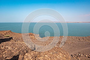 Scenic view of Lake Turkana in Loiyangalani District in Turkana County, Kenya