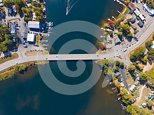 Aerial view of Lake Winnisquam, New Hampshire, USA