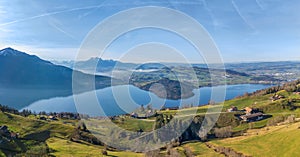 Aerial view of the Lake of Zug in central Switzerland