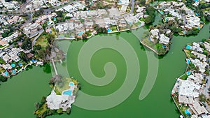 aerial view of the lakes of the Planicie, a place located in the district of La Molina in Lima - Peru photo