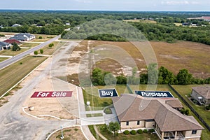 Aerial view of land plot for real estate survey photo