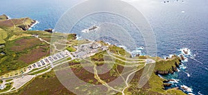 Aerial view of land's end in Cornwall