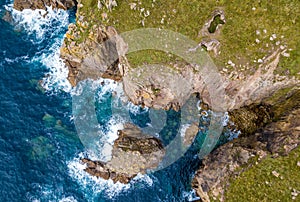 Aerial view of land's end in Cornwall