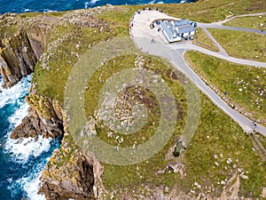 Aerial view of land's end in Cornwall