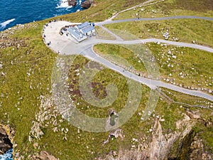 Aerial view of land's end in Cornwall