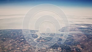 Aerial view - land and sea