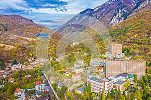 Baile Herculane town from air photo