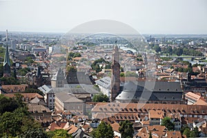 Aerial view landscape and cityscape of Heidelberg old town from Heidelberger Schloss in Germany