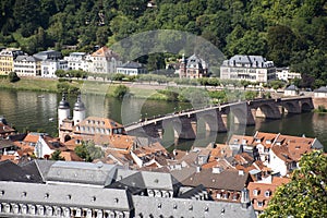 Aerial view landscape and cityscape of Heidelberg old town from Heidelberger Schloss in Germany