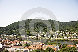 Aerial view landscape and cityscape of Heidelberg old town from Heidelberger Schloss in Germany