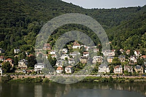 Aerial view landscape and cityscape of Heidelberg old town from Heidelberger Schloss in Germany