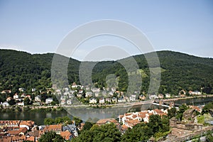 Aerial view landscape and cityscape of Heidelberg old town from Heidelberger Schloss in Germany