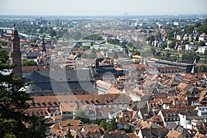 Aerial view landscape and cityscape of Heidelberg old town from Heidelberger Schloss in Germany