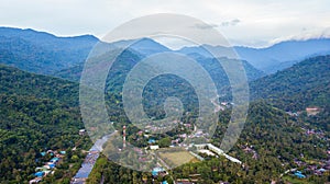 Aerial view landscape of Kiriwong village from drone