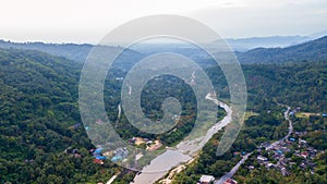 Aerial view landscape of Kiriwong village from drone