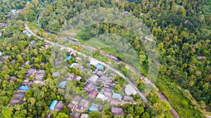 Aerial view landscape of Kiriwong village from drone