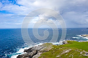 Aerial view of the landscape of Malin Head in Ireland
