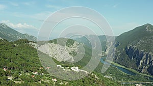 Aerial view of the landscape of the mountains of Croatia.