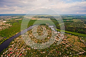 Aerial view landscape over the private houses.