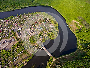 Aerial view landscape over the private houses.