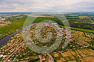 Aerial view landscape over the private houses.