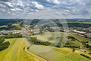 Aerial view of a landscape in Rhineland-Palatinate, Germany