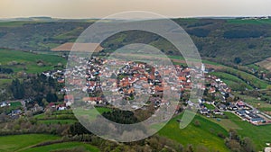 Aerial view of a landscape in Rhineland-Palatinate, Germany