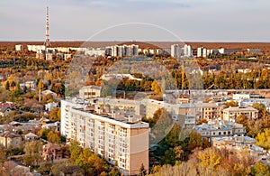 Aerial view of a large developing European city