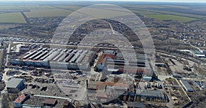 Aerial view of a large factory. Industrial exterior of a factory