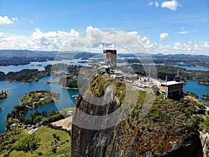 Aerial view of large rock formation