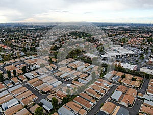 Aerial view of large-scale residential neighborhood, Irvine, California