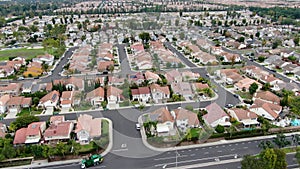 Aerial view of large-scale residential neighborhood, Irvine, California