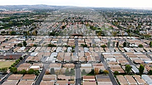 Aerial view of large-scale residential neighborhood, Irvine, California