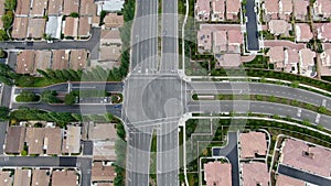 Aerial view of large-scale residential neighborhood, Irvine, California