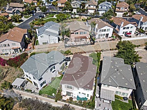 Aerial view of large-scale villa in wealthy residential town Encinitas, California