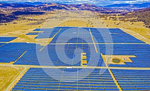 Aerial view of a large solar farm