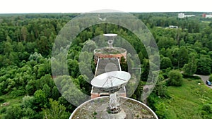 Aerial view is a large space antenna of a radio telescope