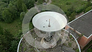 Aerial view is a large space antenna of a radio telescope