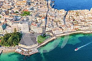 Aerial view of the Large square and source Arethusa in Ortigia, Syracuse Sicily