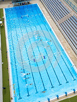 Aerial View of a Large Swimming Pool