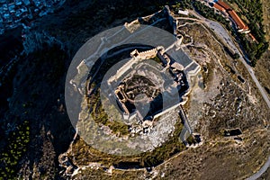 Aerial view of Larisa castle in Argos city at Peloponnese peninsula