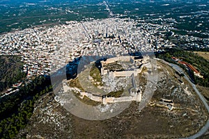 Aerial view of Larisa castle in Argos city at Peloponnese peninsula photo