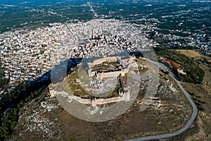 Aerial view of Larisa castle in Argos city at Peloponnese peninsula photo