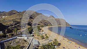 Aerial view of Las Teresitas beach in Tenerife Island, Spain