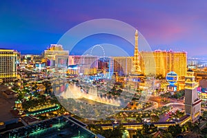 Aerial view of Las Vegas strip in Nevada
