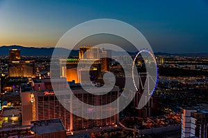 Aerial view of Las Vegas strip in Nevada at night - USA