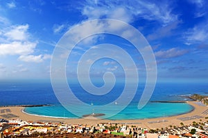 Aerial view Las Vistas beach in Arona Tenerife